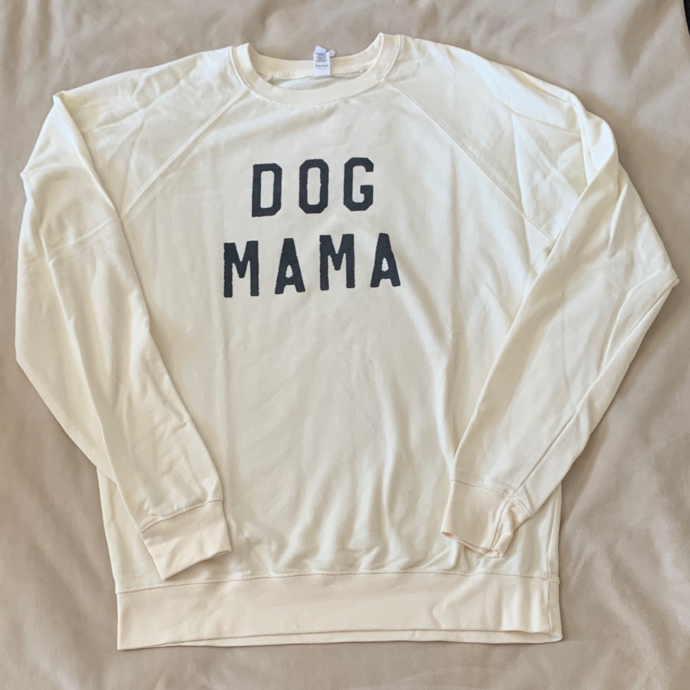 Dog Mama Size L Cream Sweatshirt